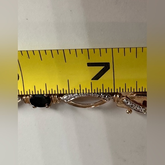 DL Gold Over Sterling Silver & Genuine Tested Sapphire Bracelet 7.25’ EUC 4115 B - Picture 4 of 15